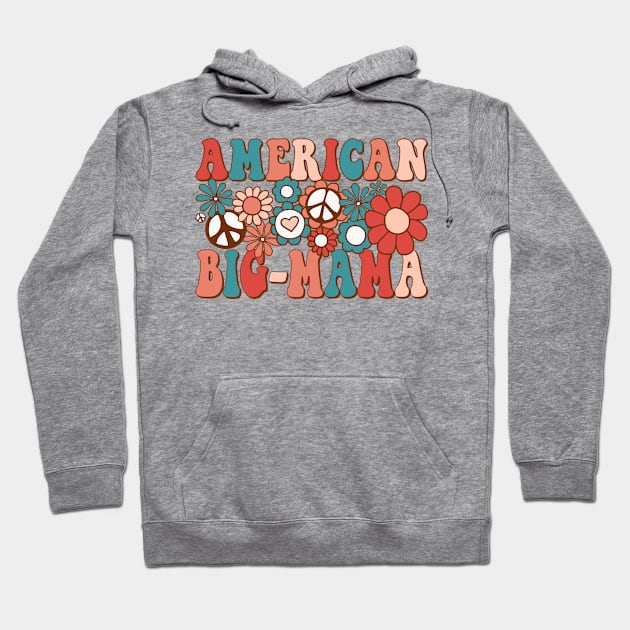 Retro Groovy American Big-mama Matching Family 4th of July Hoodie by BramCrye